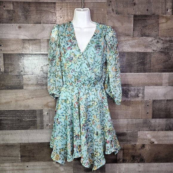 New Walter Baker Cyrus Wrap-Effect Floral-Print Fil Coupé Chiffon | Small - Picture 2 of 12